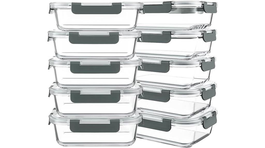 10 pack glass meal containers