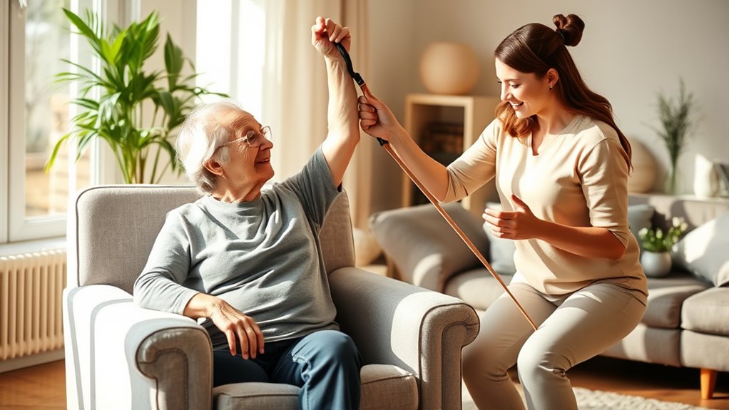 assist seniors with home exercises