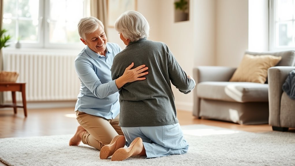 assist with controlled supportive standing