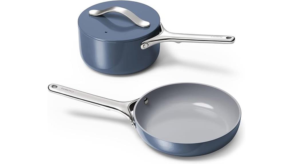 compact cookware set with rack