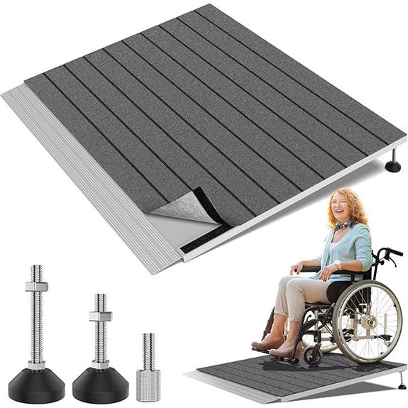 Adjustable Aluminum Wheelchair Ramp with Non-Slip Mat