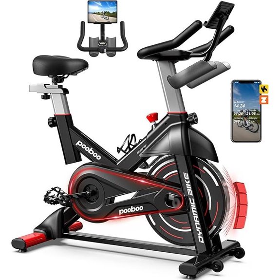 Pooboo Adjustable Magnetic Exercise Bike with Seat