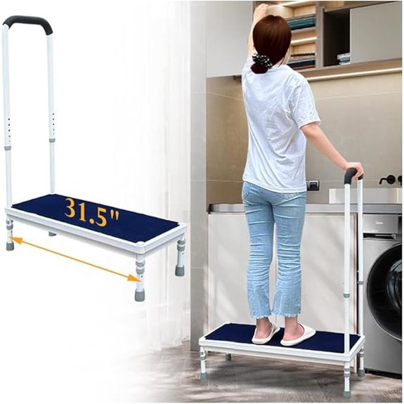 Medical Bed Step Stool with Handle and Wide Foot