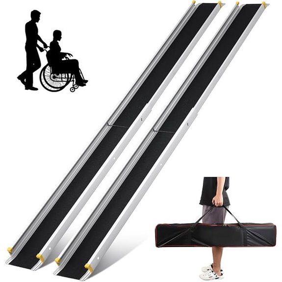 Adjustable 4-7FT Portable Wheelchair Ramp with Storage