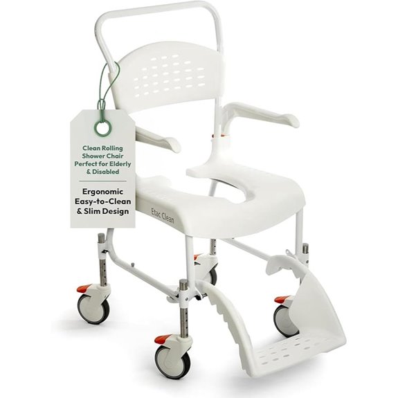 Etac Clean Rolling Shower Chair with Adjustable Features