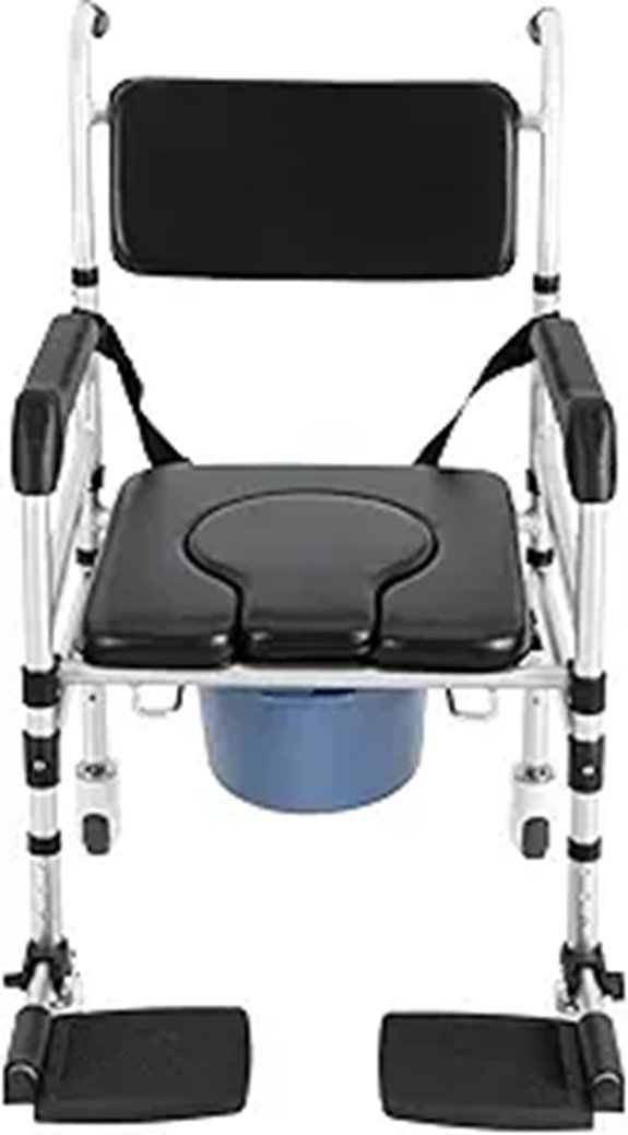 Rolling Shower Chair with Wheels and Adjustable Height