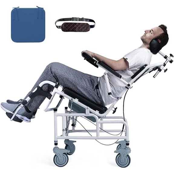Reclining Shower Chair with Wheels and Cushion