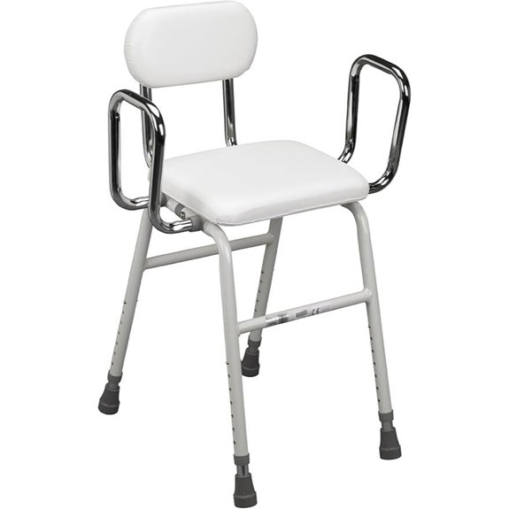 Drive Medical 12455 Adjustable Height Stool with Back and Arms White