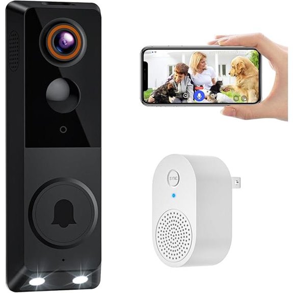 Wireless Doorbell Camera with AI Detection & Night Vision