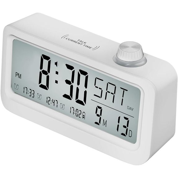 Rechargeable Talking Alarm Clock with Custom Voice Alarms