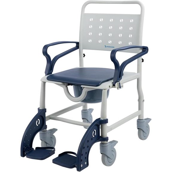 Rolling 4-in-1 Shower Chair with Wheels for Seniors