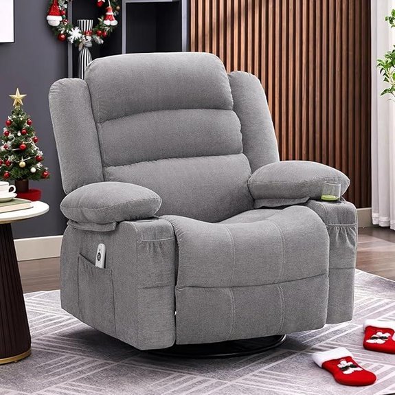 Rocker Recliner Chair with Heat & Massage Grey