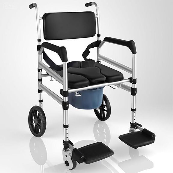 Heavy-Duty 4-in-1 Rolling Shower Wheelchair