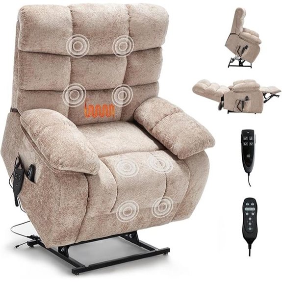 Oversized Power Recliner Chair with Massage and Heating