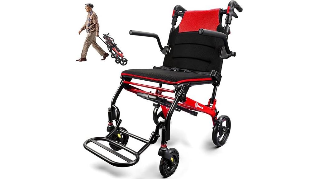 lightweight foldable transport wheelchair