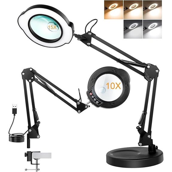 10X Magnifying Glass with Light and Stand