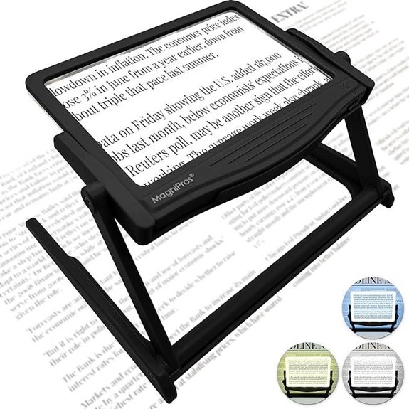 Magnipros 5X LED Page Magnifier with Light & Stand