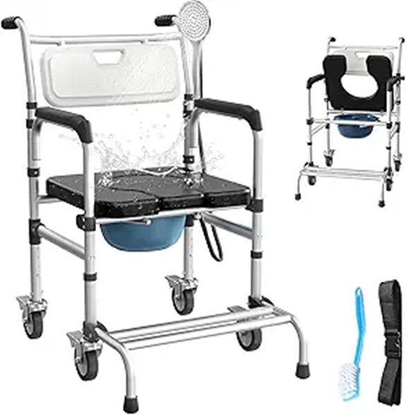 4-in-1 Rolling Bedside Commode for Seniors