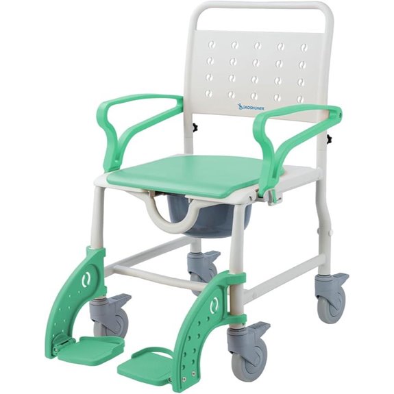 4-in-1 Rolling Shower Chair for Elderly and Disabled