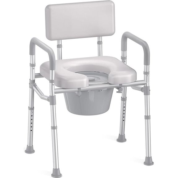 HOMLAND Bedside Commode with Padded Seat and Backrest