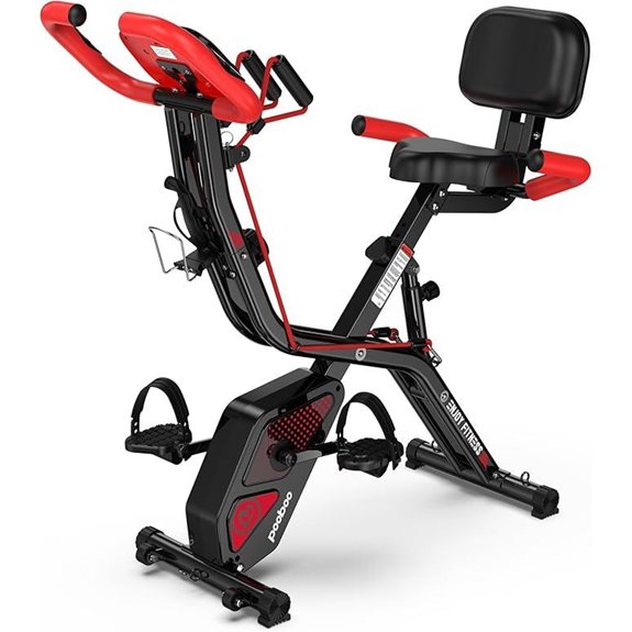 Pooboo Folding Exercise Bike with Resistance & Support