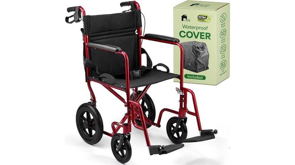 portable folding wheelchair with brakes