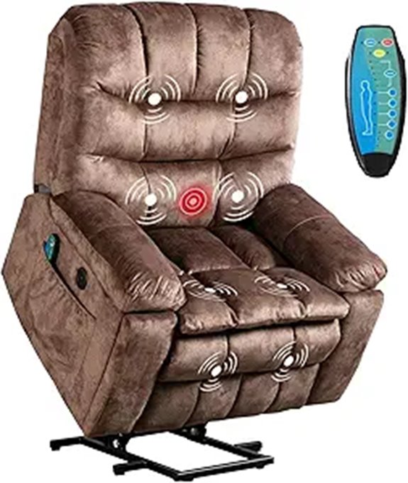 Large Power Lift Recliner with Massage and Heat
