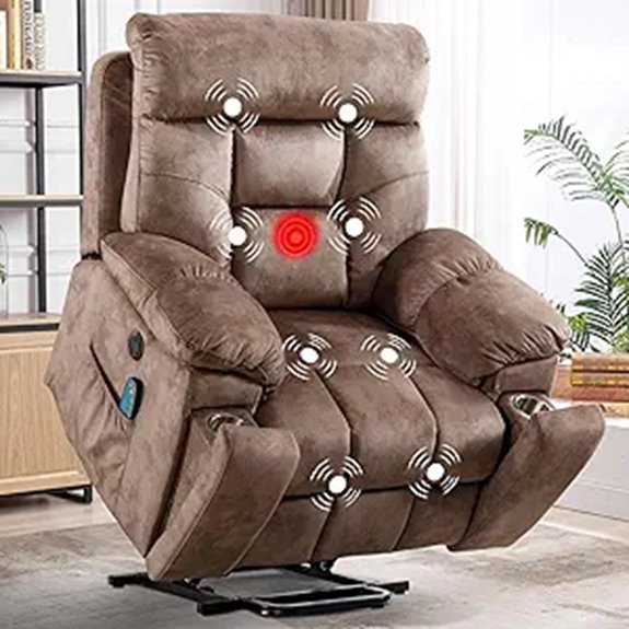 CANMOV Large Recliner with Massage Heat USB