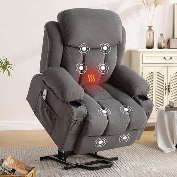 BOSMILLER Power Recliner with Massage Heating & USB