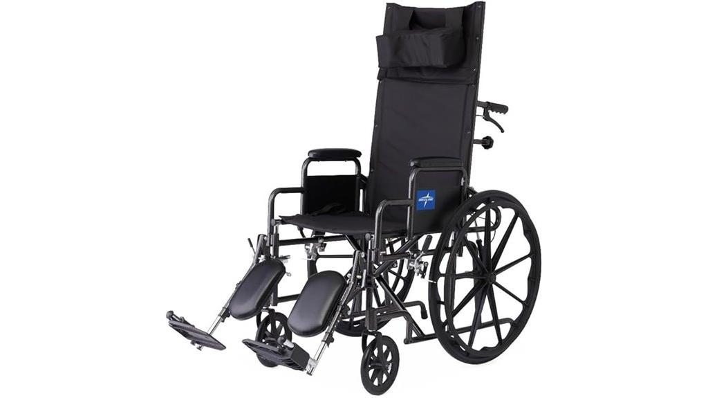 reclining wheelchair with elevating leg rests