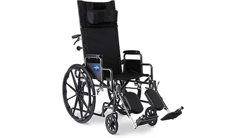 reclining wheelchair with elevating leg rests