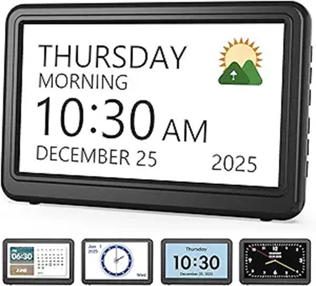 Large Digital Clock with Alarms and Reminders for Seniors