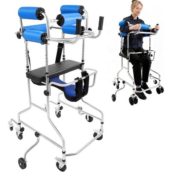Adult Standing Walker for Seniors with Seat and Wheels