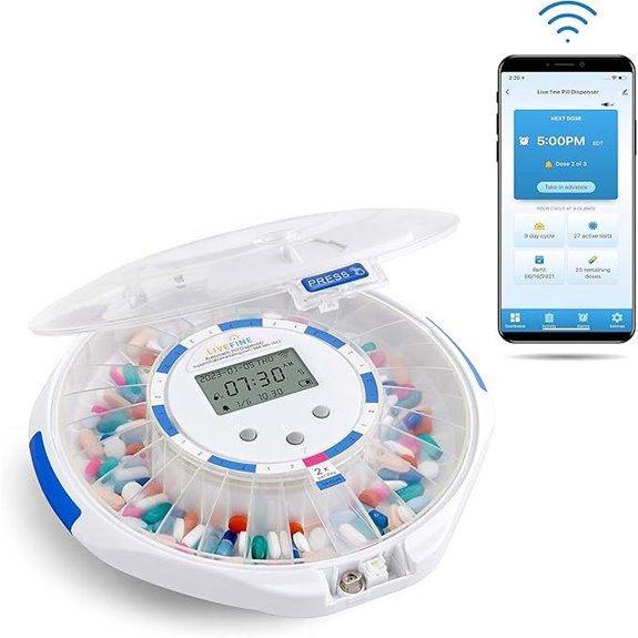 Live Fine WiFi Pill Dispenser with Alarms and Lock