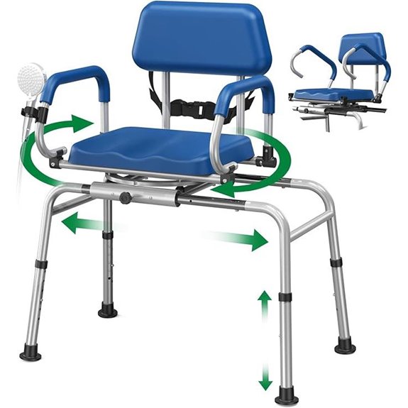 Sliding Shower Chair with Swivel Seat and Arms