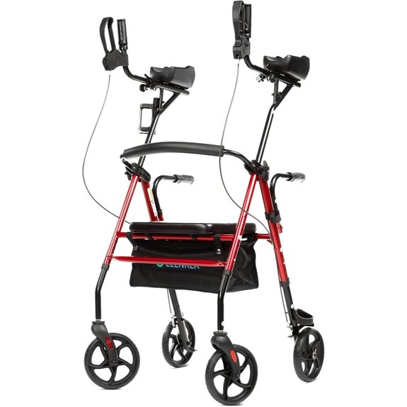 ELENKER Upright Rollator Walker with Seat and Backrest