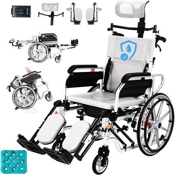 4-in-1 Heavy Duty Reclining Wheelchair