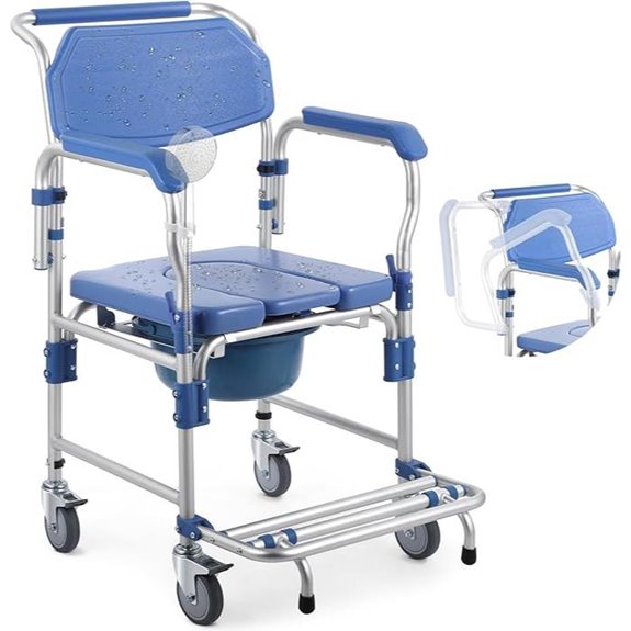 3-in-1 Waterproof Bedside Commode Wheelchair