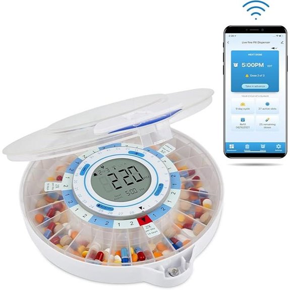 Live Fine WiFi Pill Dispenser with Alarms and Lock