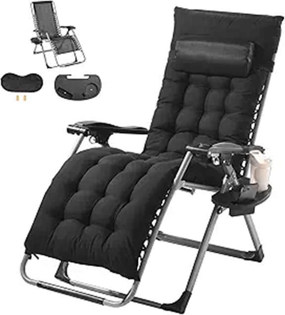 VEVOR Zero Gravity Lounge Chair with Cushion and Cupholder